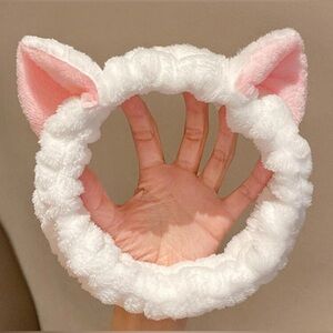 CAT Plush Spa Headbands Pink or White NEW